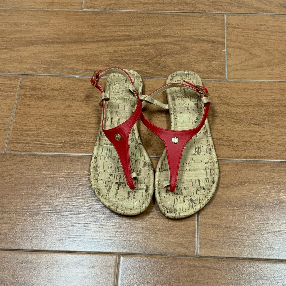 Cambiami Cork Sandals w/ Red Leather Straps